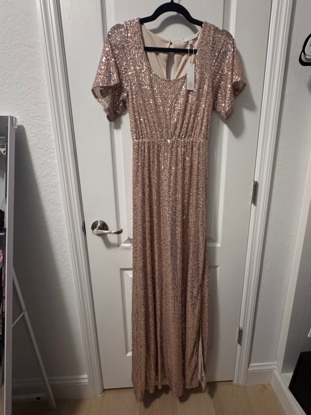 Baltic Born Rose Gold Sequin Maxi Dress